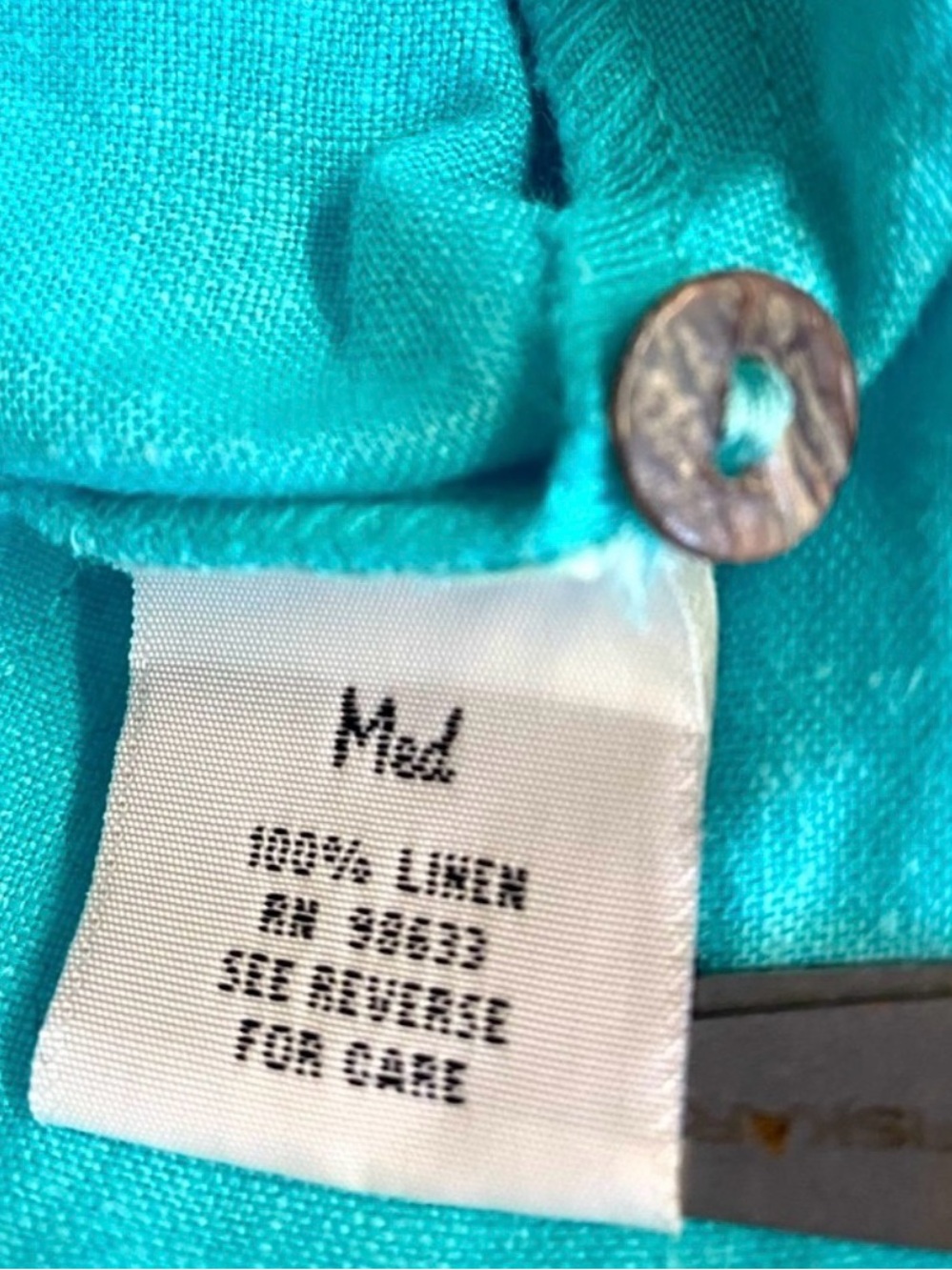 Vtg.Match Point 100% Linen Lagonlook Turquoise Blue Sleeveless Shift Dress.M - Picture 4 of 9